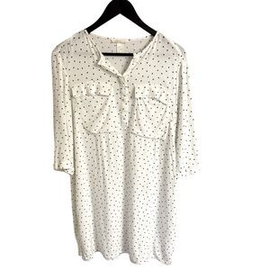 White Polka Dot Women's Tunic Top or Mini Dress